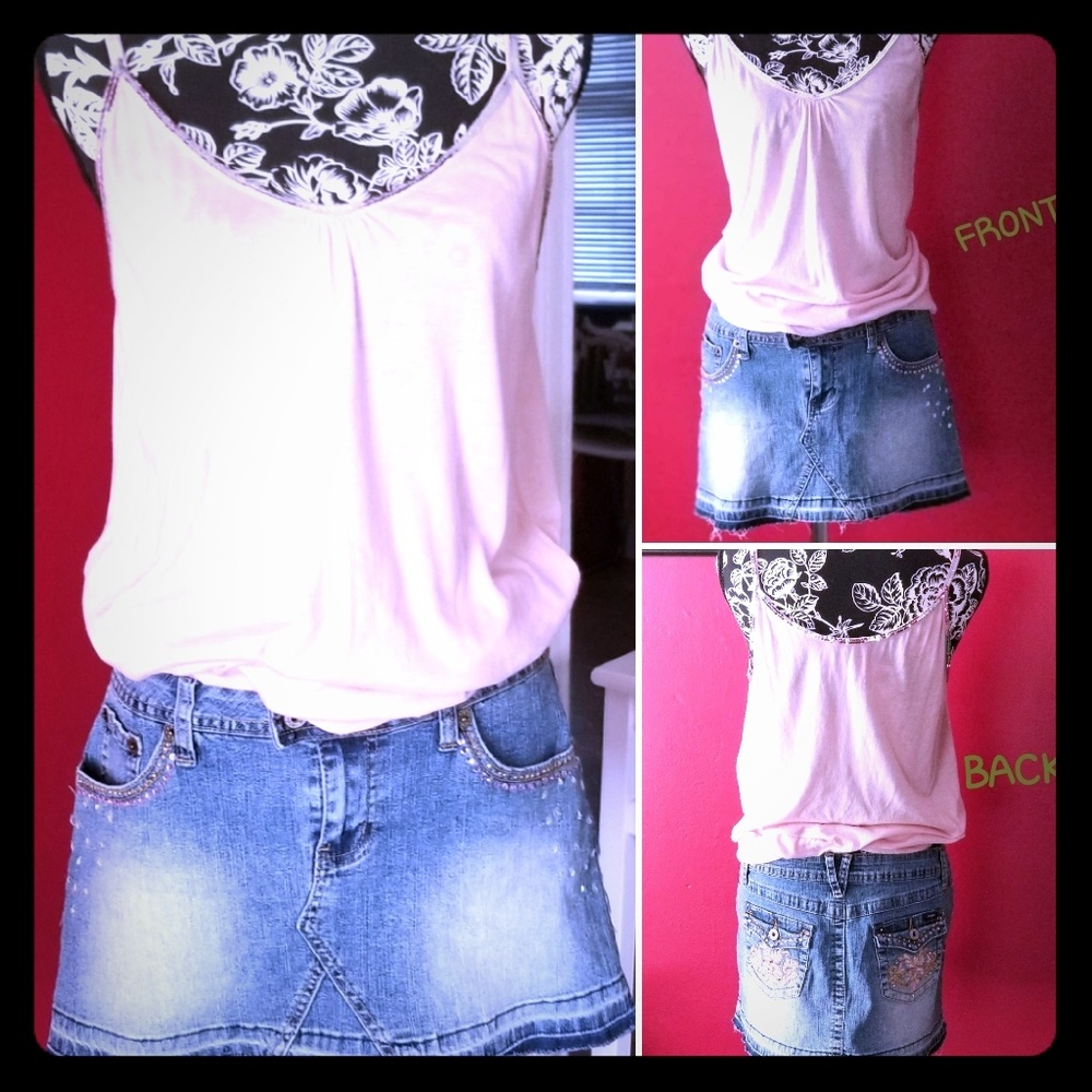Stretchy Mini Jean Skirt